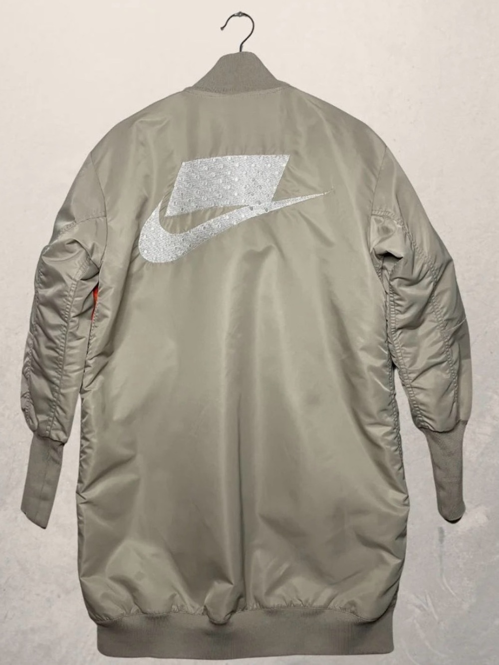 Nike beige Bomber Jacket with Silver Reflective Swoosh